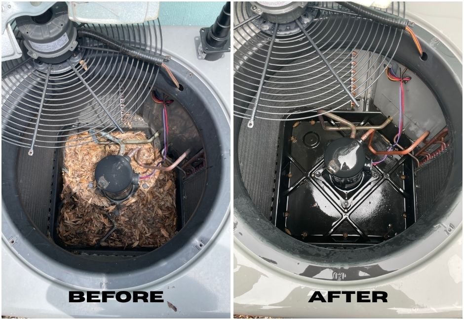 A technician wearing gloves and taking notes during a boiler inspection
